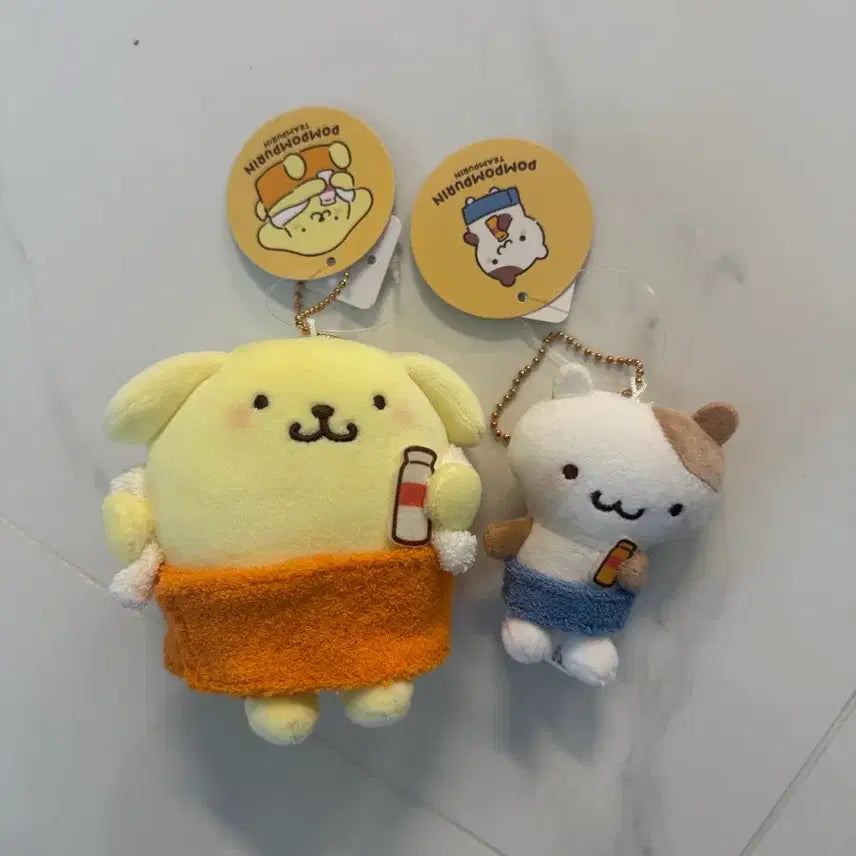 [BUNJANG] Sanrio Pompompurin Muffin Plush Doll Keychain / 폼폼푸린 머핀 사우나 무뉴구루미 인형 키링