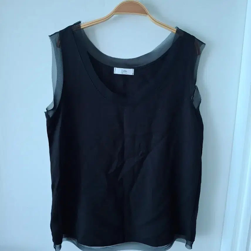 [BUNJANG] Black See-through Layered Sleeveless Top (Size 55-66) / 블랙 레이어드 민소매55~66