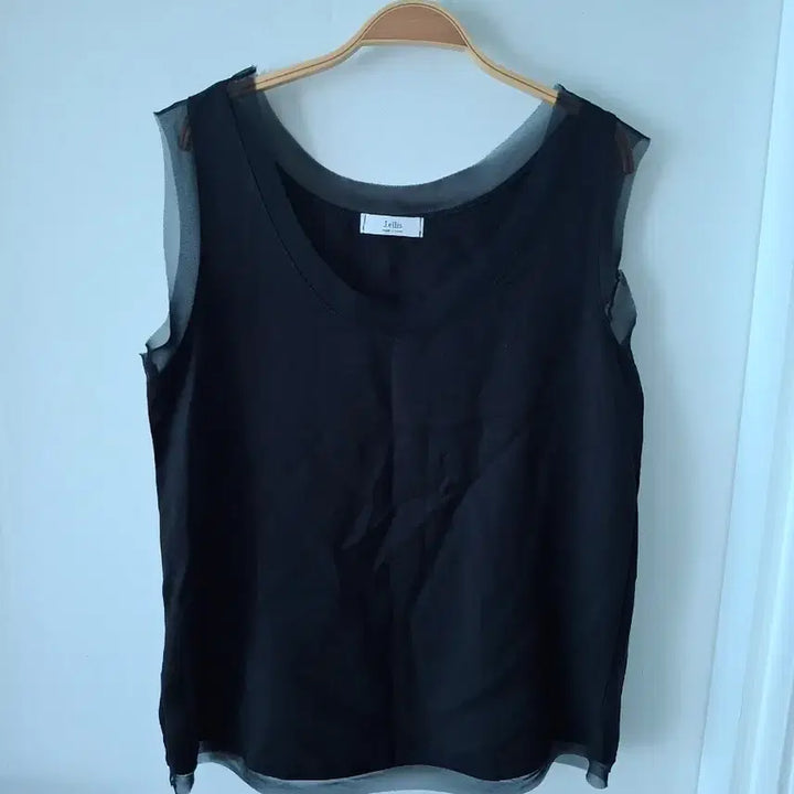 [BUNJANG] Black See-through Layered Sleeveless Top (Size 55-66) / 블랙 레이어드 민소매55~66