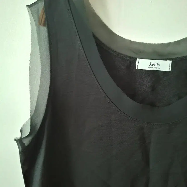 [BUNJANG] Black See-through Layered Sleeveless Top (Size 55-66) / 블랙 레이어드 민소매55~66