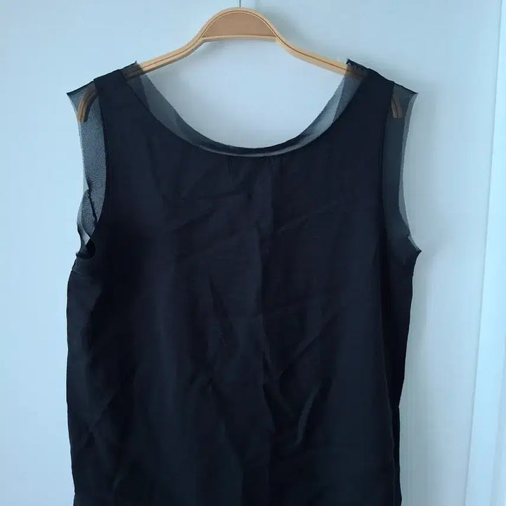 [BUNJANG] Black See-through Layered Sleeveless Top (Size 55-66) / 블랙 레이어드 민소매55~66