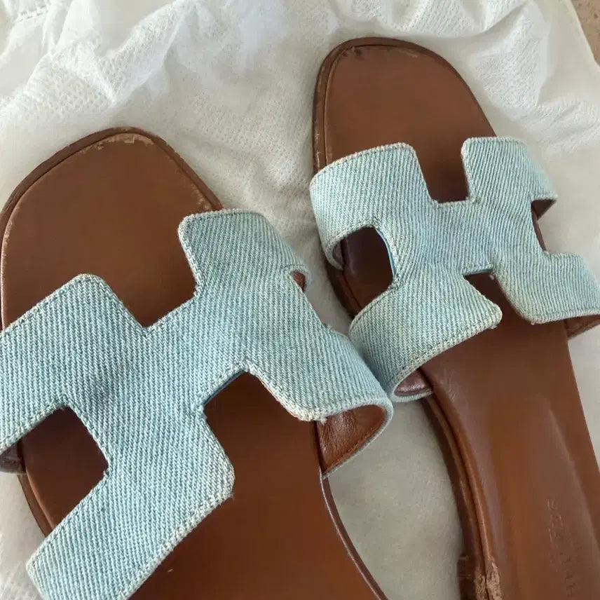 [BUNJANG] Hermes Oran Denim Slippers / 에르메스 오란 데님 슬리퍼