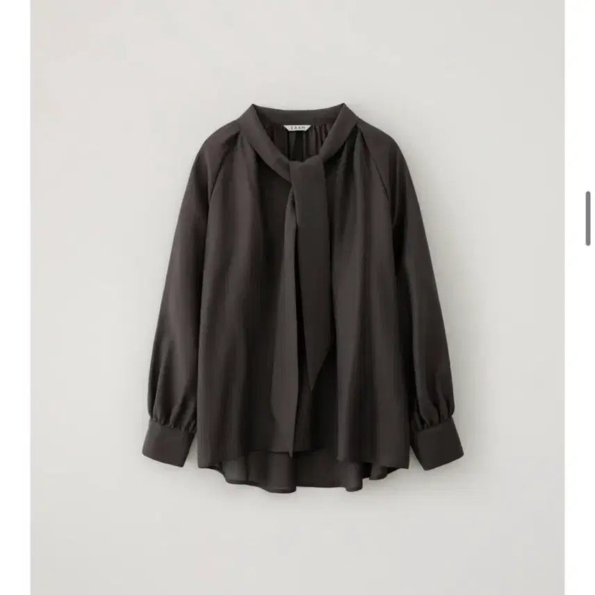 [BUNJANG] EAAH Tie Shirring Blouse Taupe / [EAAH 이아] 타이 쉬링 블라우스