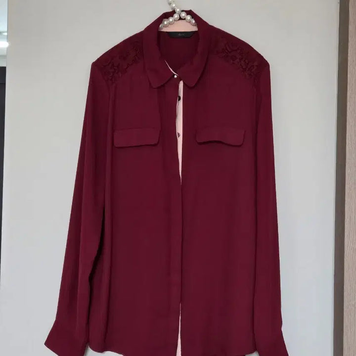 [BUNJANG] Roem Burgundy Lace Blouse / 55)로엠 버건디 블라우스 55사이즈