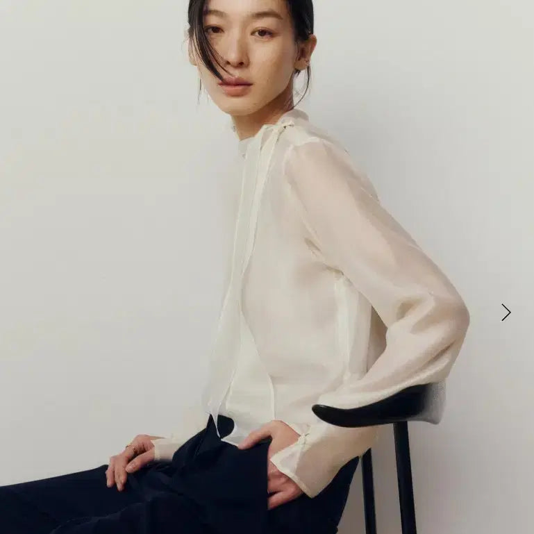 [BUNJANG] SIE Marie Sheer Tie Blouse Cream S / 새상품 SIE 시에 마리 시어 타이 블라우스 크림 S
