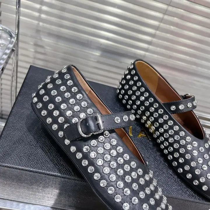 [BUNJANG] Alaïa Crystal Black Ballerina Flats / 알라이아 크리스탈 블랙 발레리나 플랫