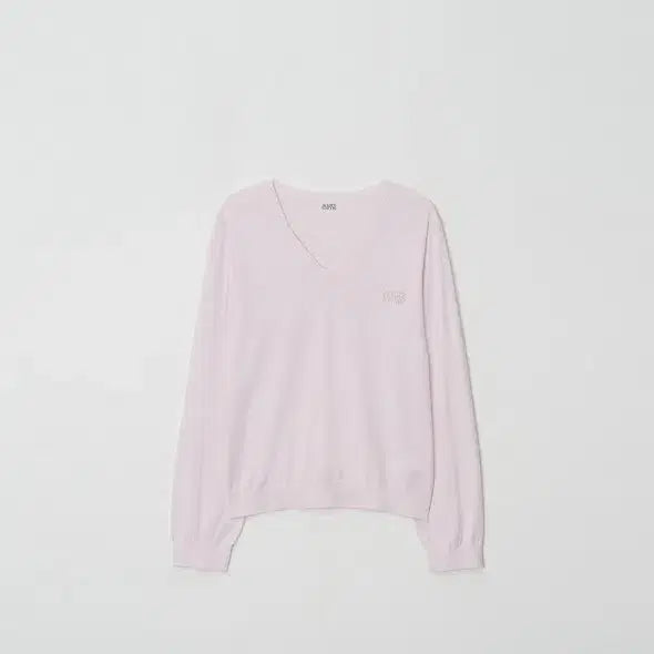 [BUNJANG] Atelier Edition Beaded V-Neck Pullover Pink / 아뜰리에에디션 비즈 브이넥 풀오버 핑크(새상품),곰송이니트