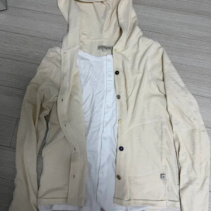 [BUNJANG] Koiseo Two-Fold Button-Up Hoodie Ivory Size 1 / 코이세이오 투폴드 버튼업 후디 아이보리 1사이즈
