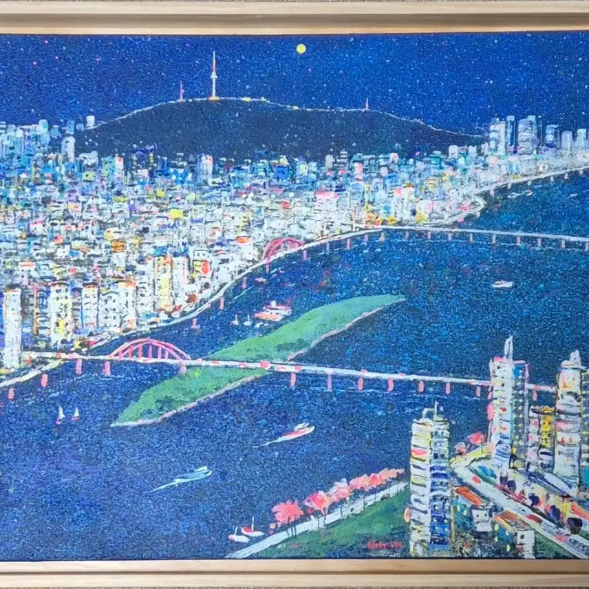 [BUNJANG] Kim Jeong-ho "Moon Over Seoul" Oil Painting (10-ho) / 김정호-서울의달 (10호)