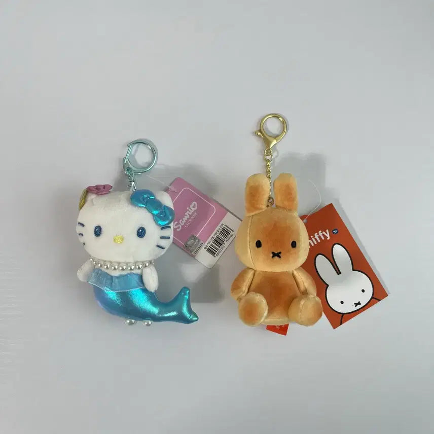 [BUNJANG] Miffy Baked Bread &amp; Mermaid Kitty Doll Keychain Bundle Set / (일괄) 미피 구운빵+ 머메이드 키티 인형키링