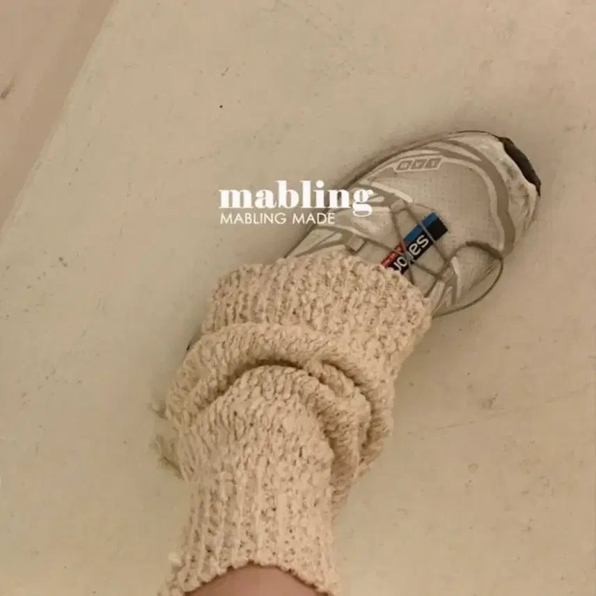 [BUNJANG] Marbling Leg Warmers Ivory / 마블링 레그 워머 아이보리