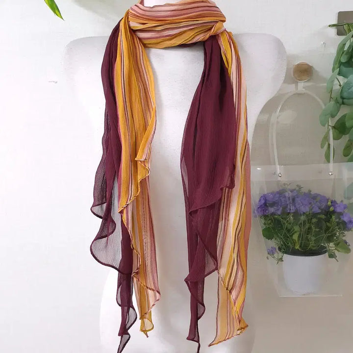 [BUNJANG] Paco Rabanne Double Layer 100% Silk Scarf Muffer / 파코라반 두겹 실크100% 스카프 머플러 오렌지버건디