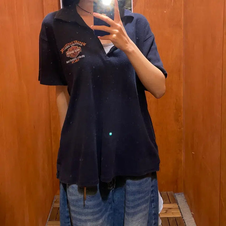 [BUNJANG] Harley Davidson Collar Short Sleeve T-Shirt / Harley Davidson 할리 데이비슨 카라 반팔티