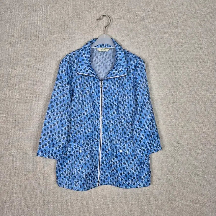 [BUNJANG] Crocodile Blue Pattern 7/10 Sleeve Zip-Up Jacket / 