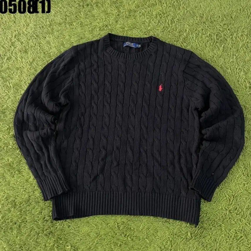 [BUNJANG] Polo Ralph Lauren Cable Knit Black Sweater / 폴로 랄프로렌 케이블 니트 블랙