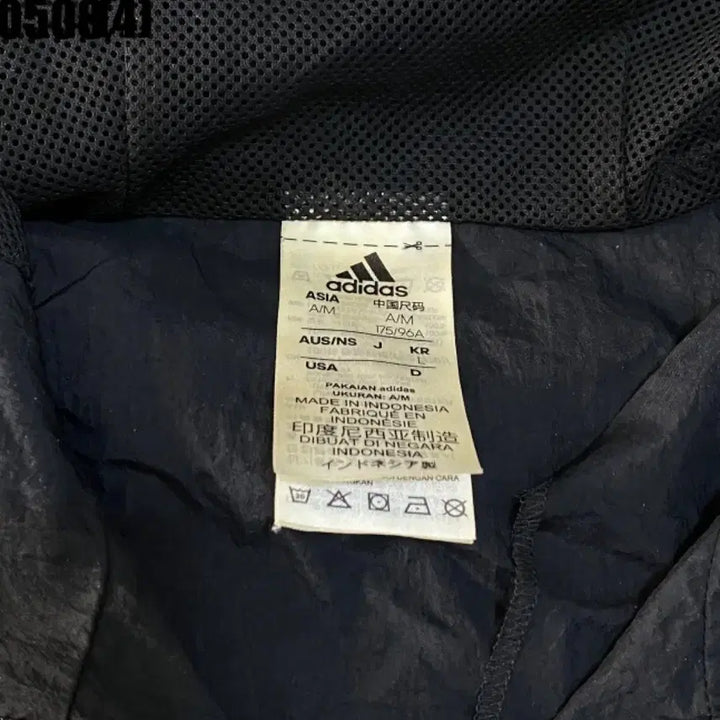 [BUNJANG] Adidas Black Hooded Windbreaker Jacket M / 아디다스 블랙 후드 바람막이 자켓 m