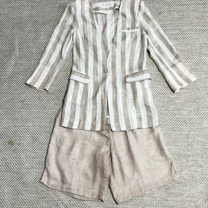 [BUNJANG] Pure Malin Stripe Linen Setup Set / 퓨어말린 스트라이프 린넨 셋업