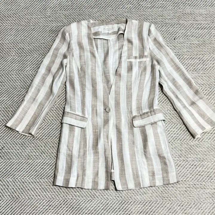 [BUNJANG] Pure Malin Stripe Linen Setup Set / 퓨어말린 스트라이프 린넨 셋업