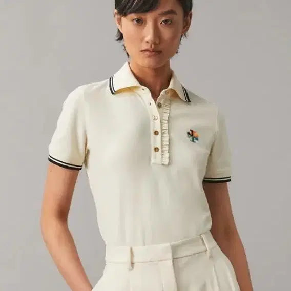 [BUNJANG] Tory Burch Genuine PK Ruffle T-Shirt - Size M / 토리버치 정품 PK 러플 티셔츠 M