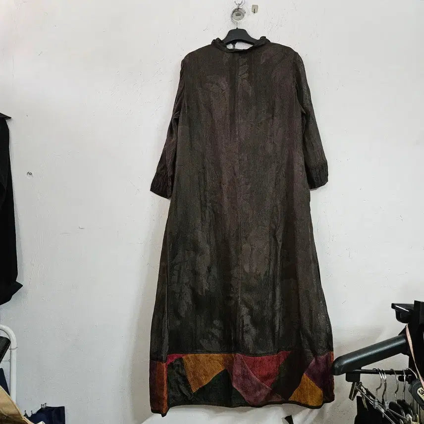 [BUNJANG] Natural Dyeing Rayon Button Long Dress / 천연염색 인견버튼 브라운 롱 원피스