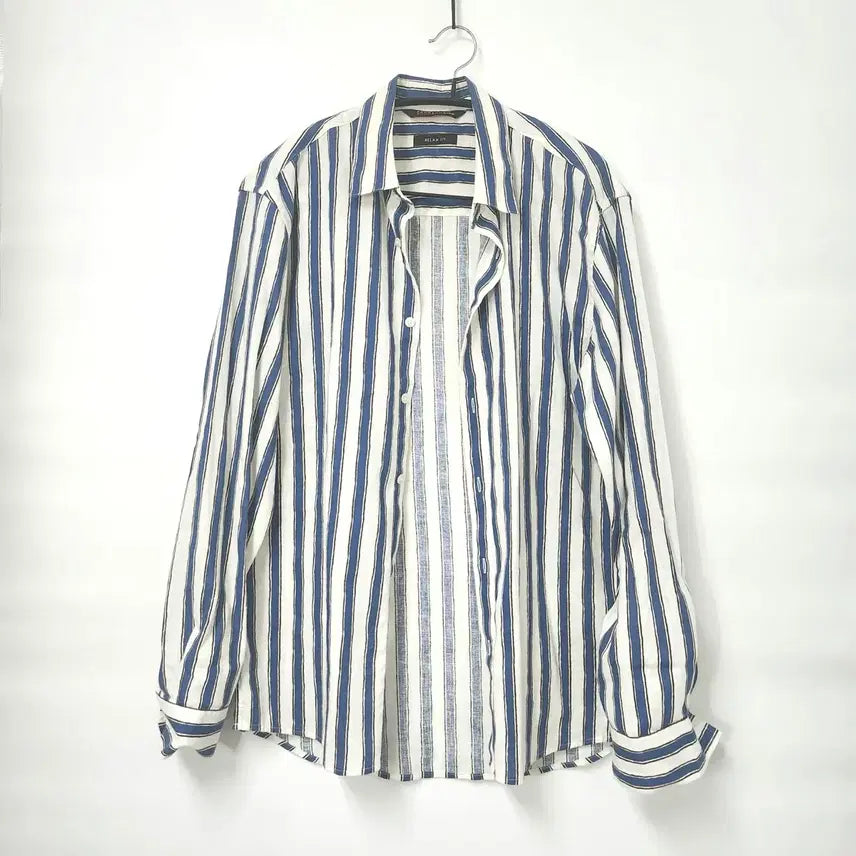 [BUNJANG] Fahrenheit Stripe Relaxed Fit Linen Shirt / 파렌하이트 스트라이프 릴렉스핏 린넨 셔츠 100