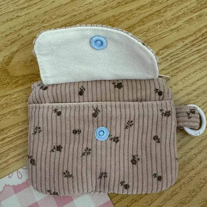 [BUNJANG] Corduroy Floral Pattern Card Holder / 꽃무늬 카드지갑