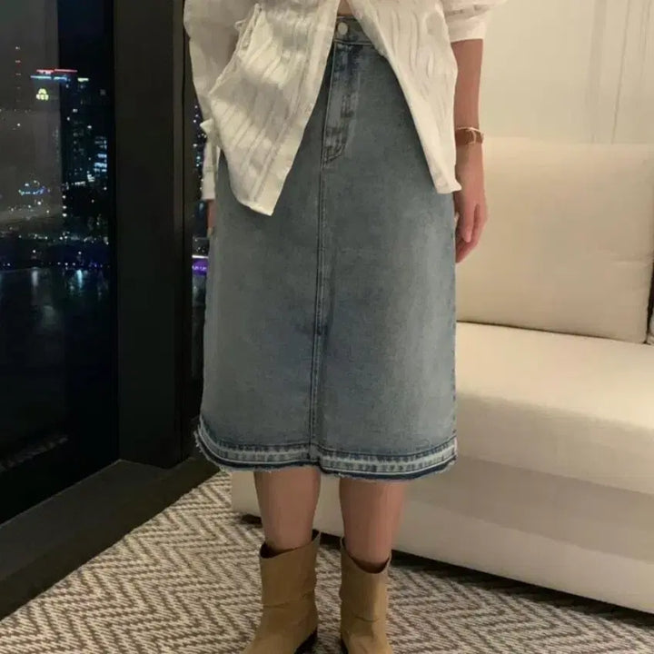[BUNJANG] Poster Fine Midi Skirt Blue M / Poster 포스터 파인 미디 스커트 M