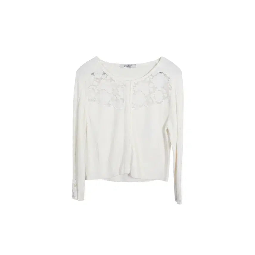 [BUNJANG] Juke Ivory Lace Collarless Jacket / 여성90/ 주크 아이보리 레이스 노카라자켓