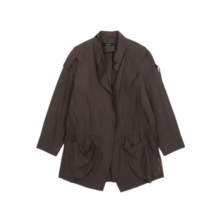 [BUNJANG] TIME Brown Poly Zip-Up Jacket / 여성44/ 타임 브라운 폴리 집업자켓
