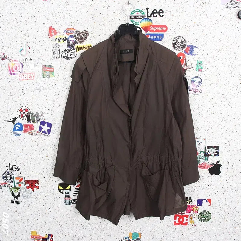[BUNJANG] TIME Brown Poly Zip-Up Jacket / 여성44/ 타임 브라운 폴리 집업자켓
