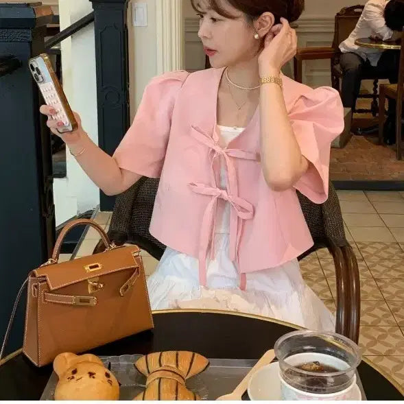 [BUNJANG] Bicini Short Ribbon Jacket / [오늘만]바이씨니 숏리본자켓