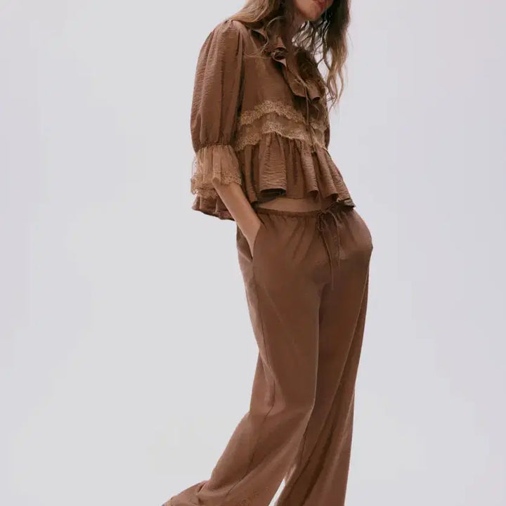 [BUNJANG] H&amp;M Lace Brown Set-up / H&amp;M 레이스 브라운 셋업