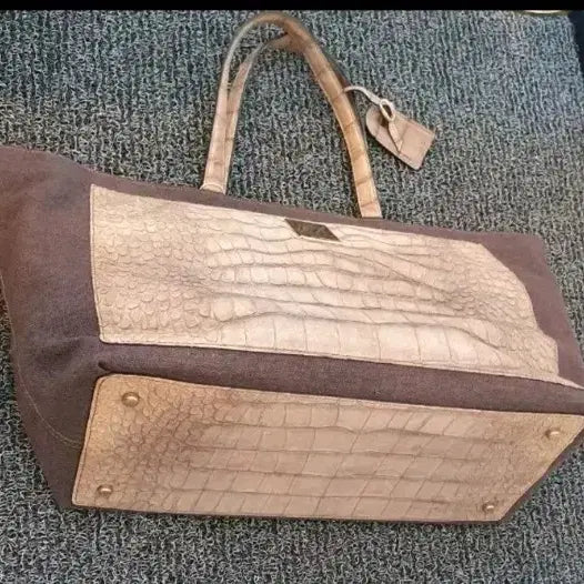 [BUNJANG] Couronne Leather Combination Shopper Bag / 쿠론 가죽콤비  쇼퍼백 쿠론정품이고보다시피상태좋아요
