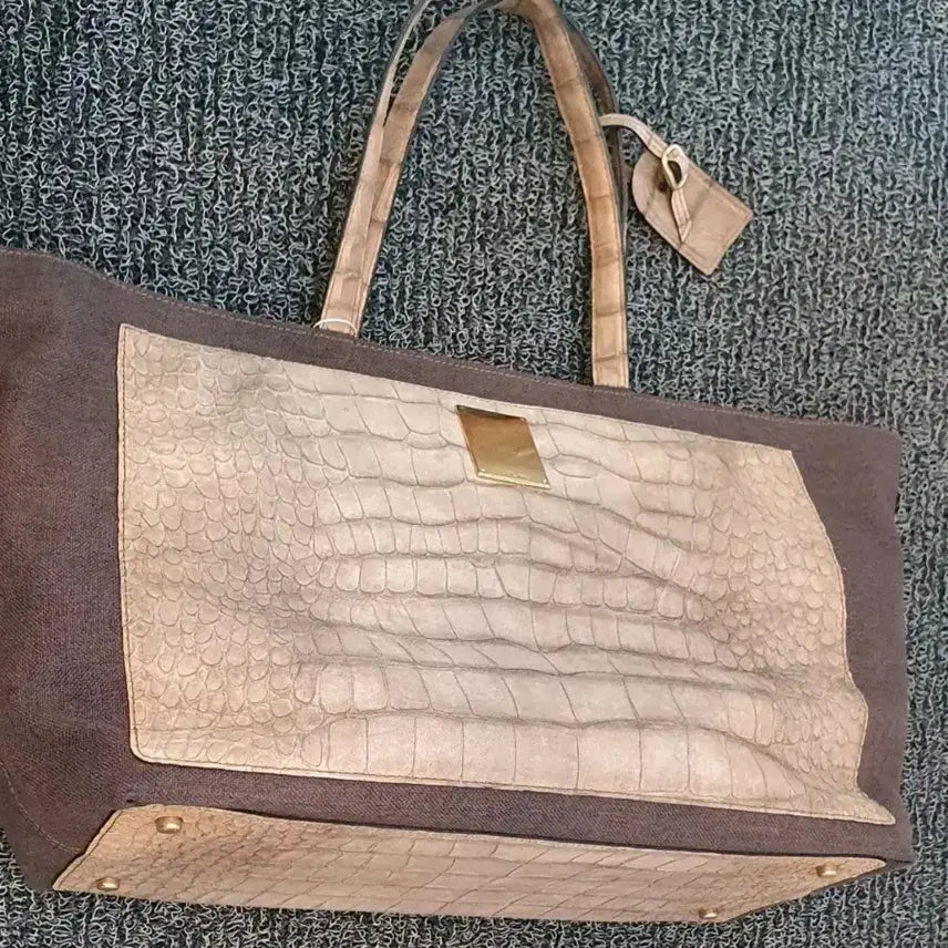 [BUNJANG] Couronne Leather Combination Shopper Bag / 쿠론 가죽콤비  쇼퍼백 쿠론정품이고보다시피상태좋아요