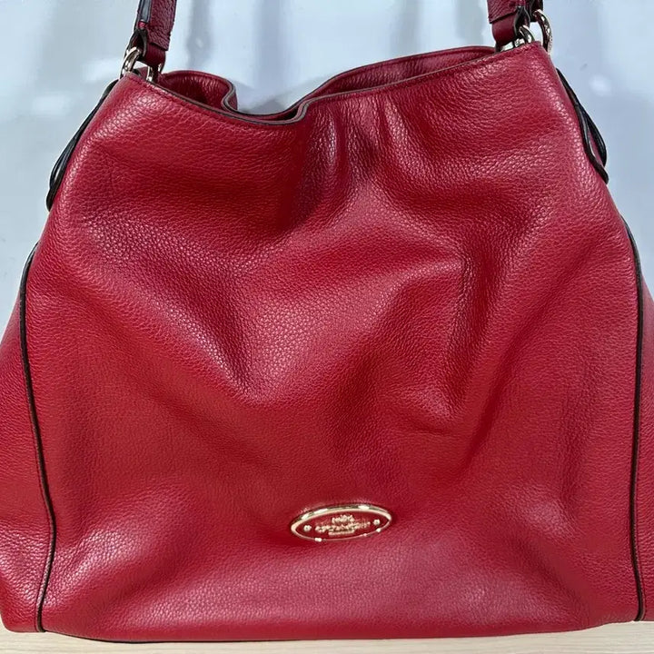 [BUNJANG] Coach Leather Hobo Shoulder Bag Red / 코치 가죽 호보백 레드 숄더백