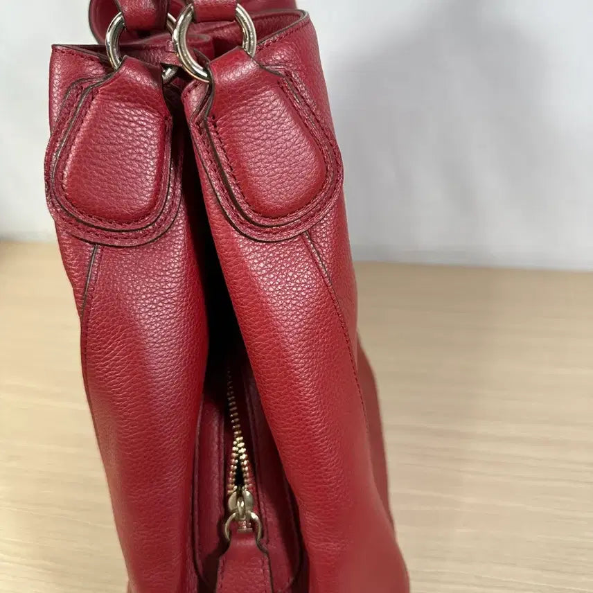 [BUNJANG] Coach Leather Hobo Shoulder Bag Red / 코치 가죽 호보백 레드 숄더백