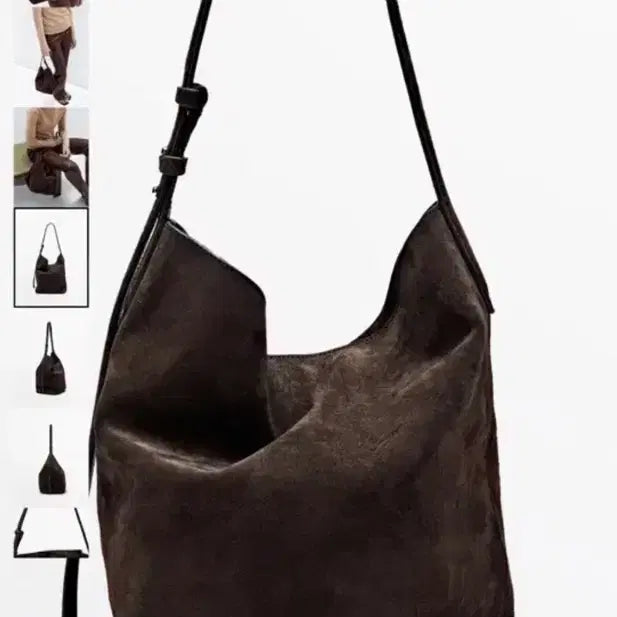 [BUNJANG] Massimo Dutti Suede Leather Bucket Bag / 마시모두띠 더로우맛 스플릿 스웨이드 레더 버킷백