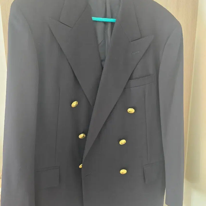 [BUNJANG] Polo Ralph Lauren Gold Button Double-Breasted Navy Blazer / 폴로 랄프로렌 금장 더블 브레스트 네이비 블레이저