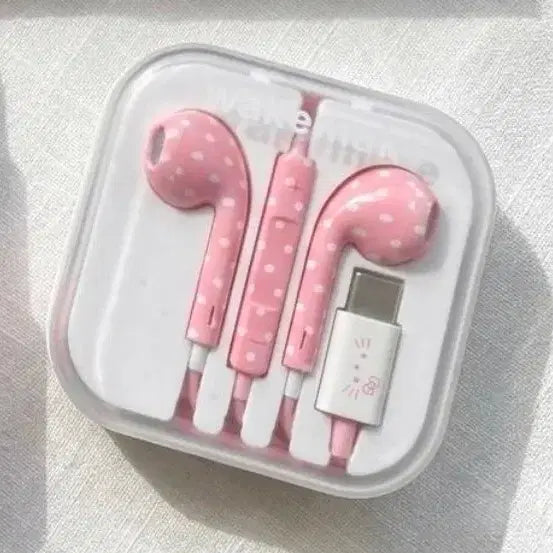 [BUNJANG] WakeMake Hello Kitty Striped Earphone Pink Dot / (새상품) 웨이크메이크 헬로키티 줄 이어폰 핑크 도트