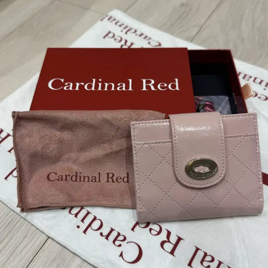 [BUNJANG] Cardinal Red Quilted Cardholder (Mute Pink) / 카디널레드 카드지갑  뮤트핑크
