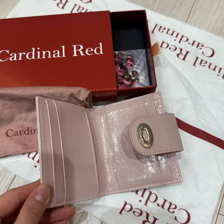 [BUNJANG] Cardinal Red Quilted Cardholder (Mute Pink) / 카디널레드 카드지갑  뮤트핑크