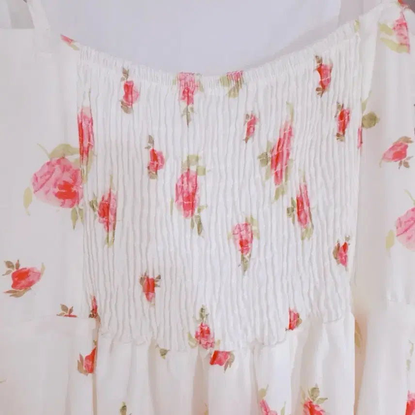 [BUNJANG] Flower Chiffon Long Dress / 플라워 쉬폰 롱 원피스