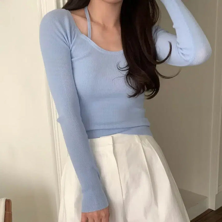 [BUNJANG] Kkonmi Go Loner Slim Knit Sky Blue / [미개봉 새상품]꼰미고 로너 슬림 니트 소라