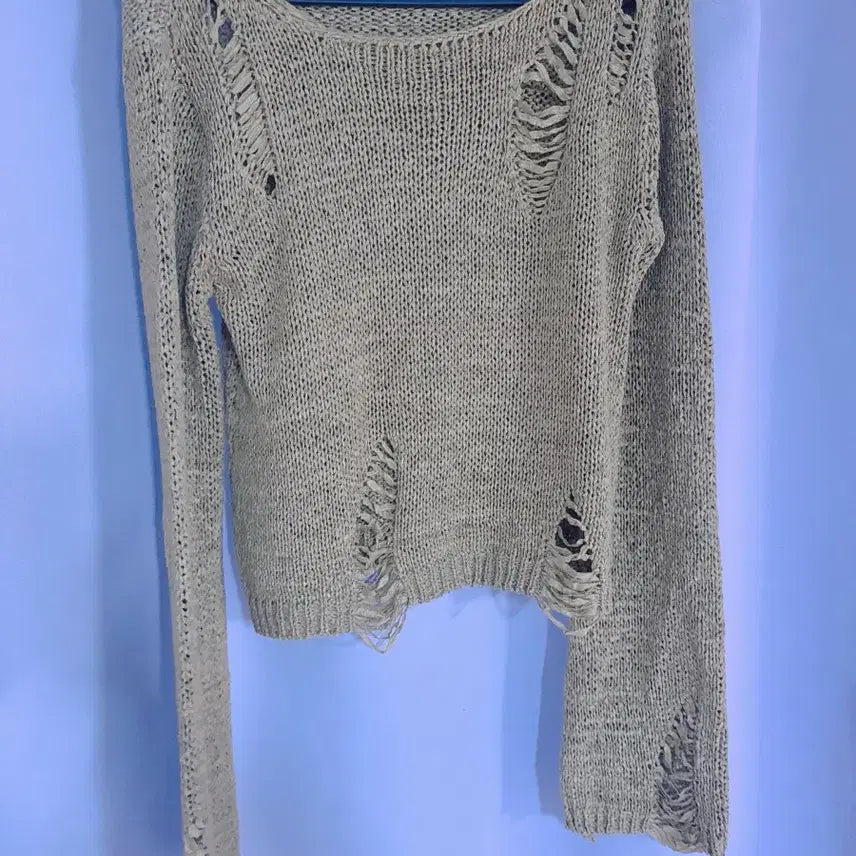 [BUNJANG] Highcolor Distressed Knit Gray / 하이컬러 데미지 니트 그레이