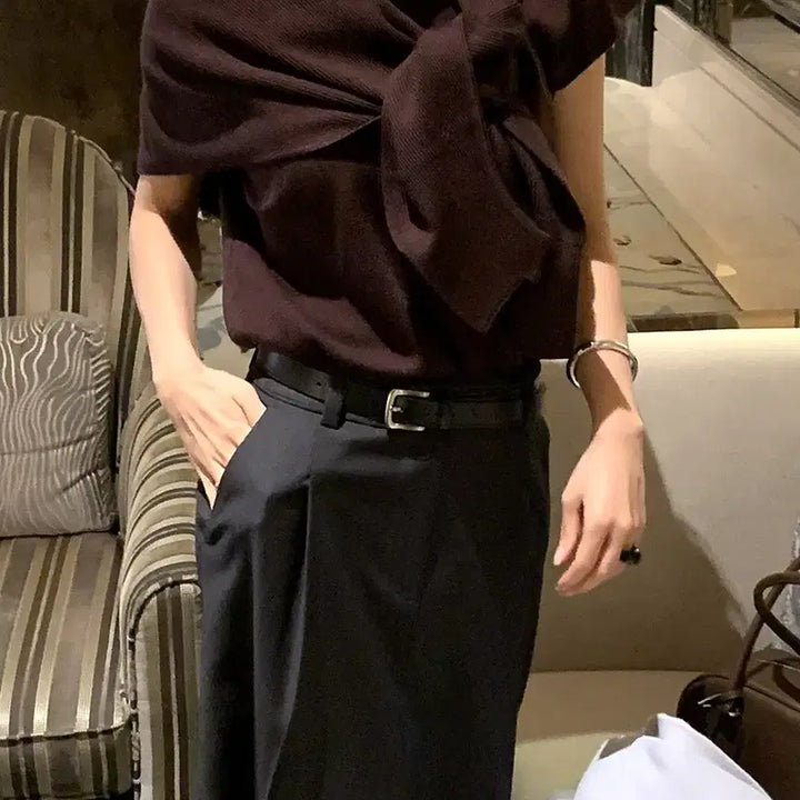 [BUNJANG] Around You Allie Cap Sleeve Knit Set Wine Brown / 어라운드율 앨리캡소매니트세트 와인브라운컬러
