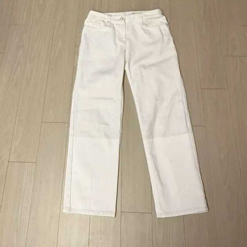 [BUNJANG] Mine (Handsoem) White Cotton Pants (Size 26) / 한섬 마인(MINE) 버튼 포인트 화이트 코튼 팬츠26