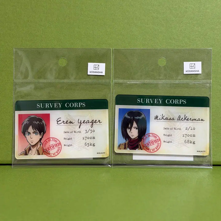 [BUNJANG] Attack on Titan Survey Corps Acrylic Card Eren Mikasa Set / 진격의 거인 병단증 아크릴 카드 에렌 미카사 세트