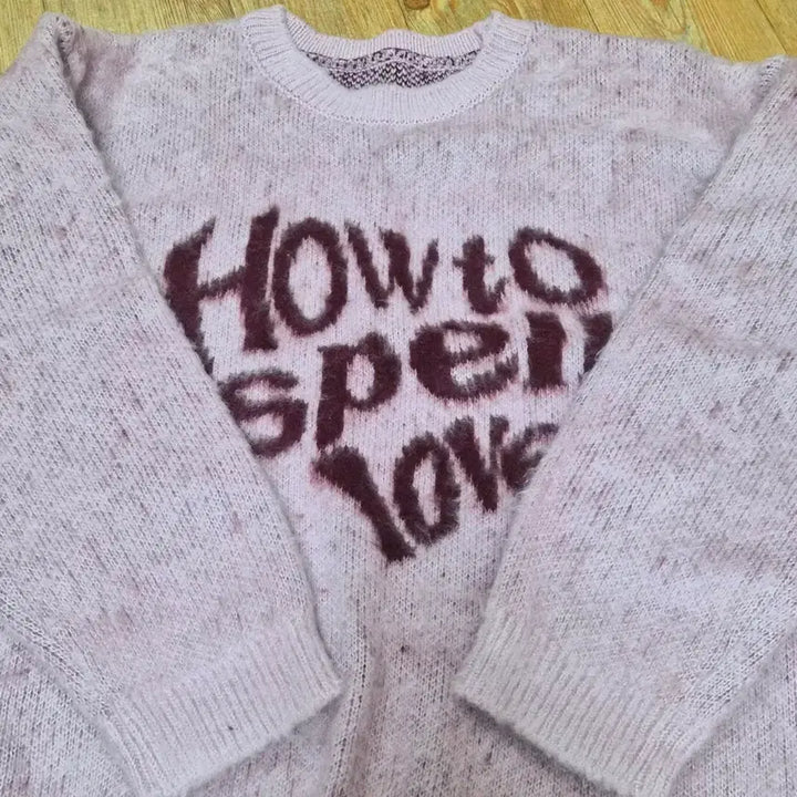 [BUNJANG] Pink Lettering Knit Sweater / 분홍색 레터링 니트 스웨터