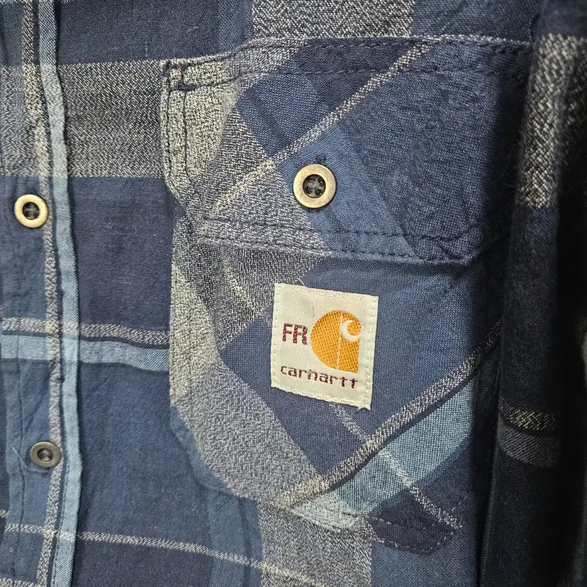 [BUNJANG] Carhartt FR Blue Check Shirt M / 칼하트 FR 블루 체크 셔츠 M