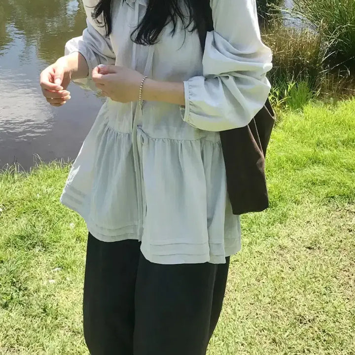 [BUNJANG] Eve Raglan Strap Long Blouse / 이브 레글런 스트랩 롱 블라우스